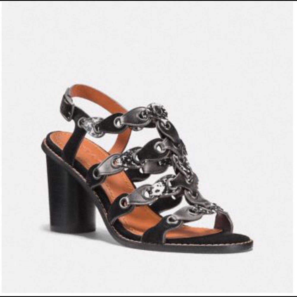 COACH MID HEEL SANDAL WITH COACH LINK- SIZE 8.5